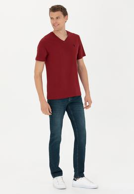 Erkek Bordo Basic Tişört - 50263203094