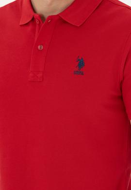 Erkek Slim Fit Polo Yaka Kırmızı Basic Tişört - 50263238074