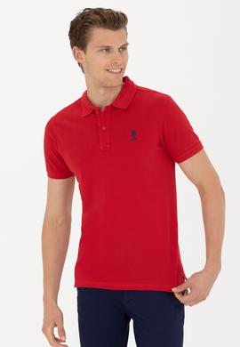 Erkek Slim Fit Polo Yaka Kırmızı Basic Tişört - 50263238074