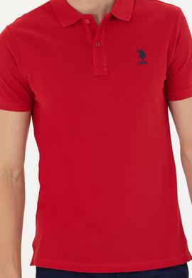 Erkek Slim Fit Polo Yaka Kırmızı Basic Tişört - 50263238074