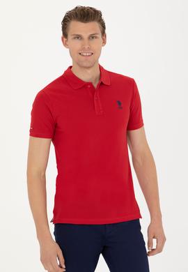 Erkek Slim Fit Polo Yaka Kırmızı Basic Tişört - 50263238074