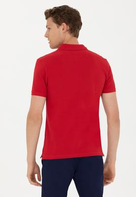 Erkek Slim Fit Polo Yaka Kırmızı Basic Tişört - 50263238074