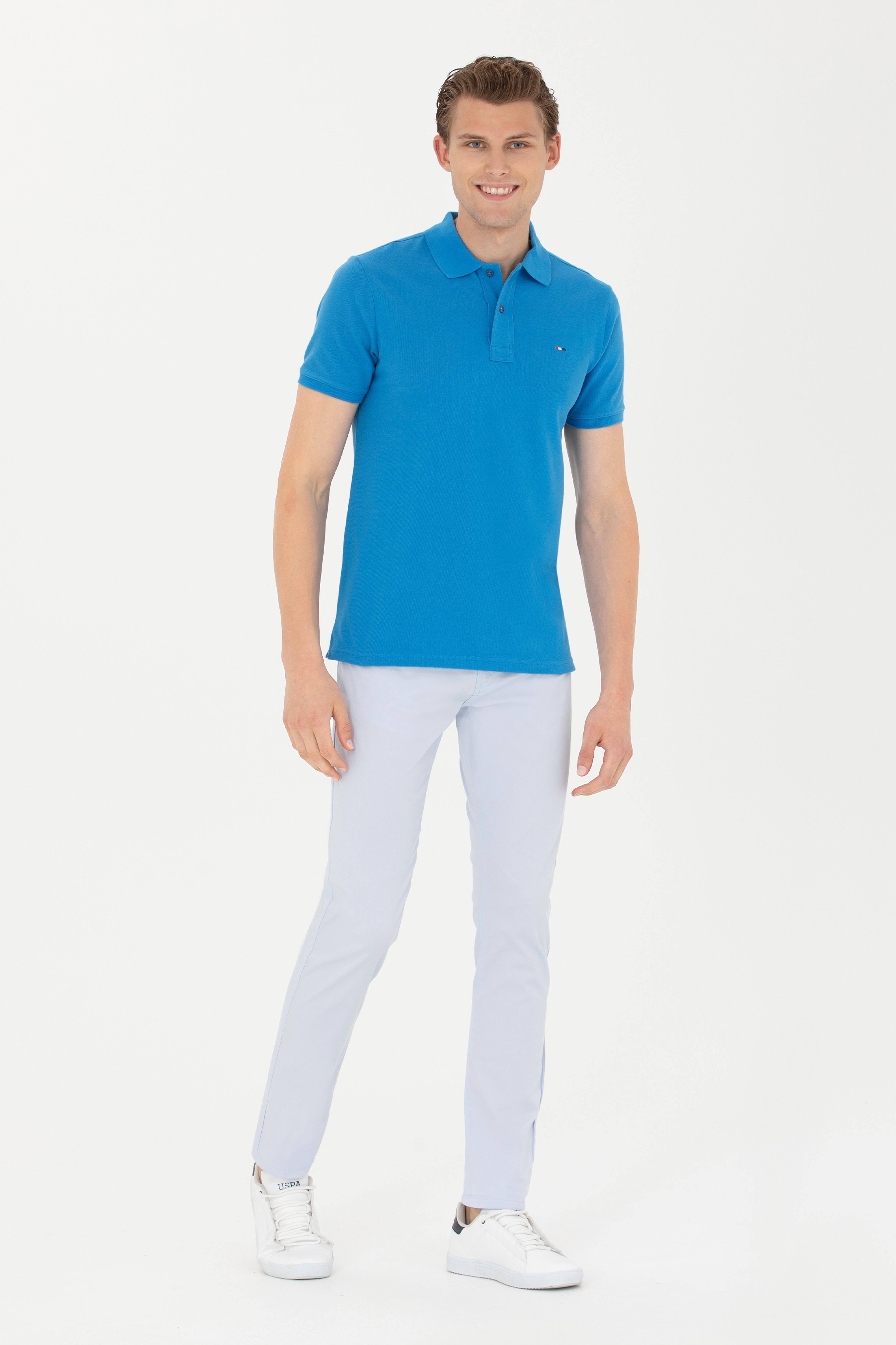 Erkek Slim Fit Açık Mavi Kanvas Pantolon - Image 3