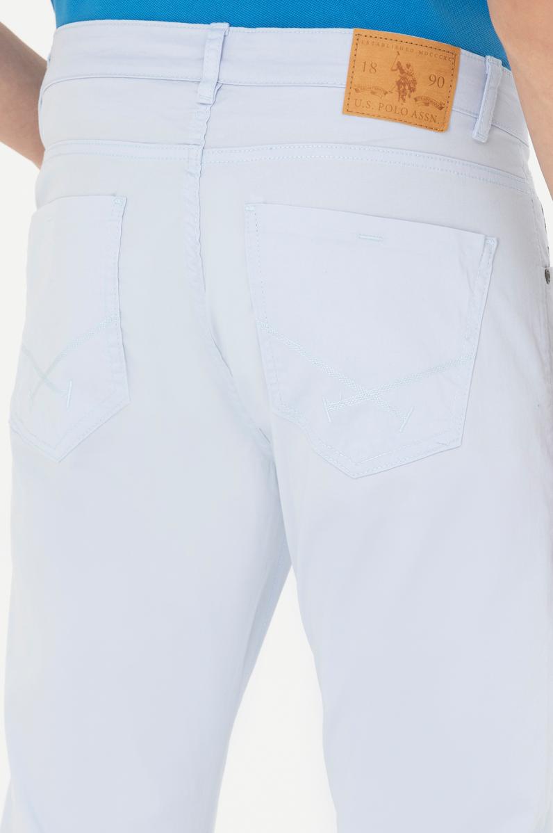 Erkek Slim Fit Açık Mavi Kanvas Pantolon