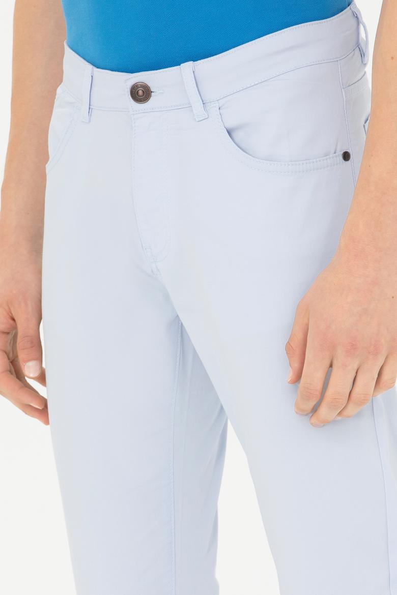 Erkek Slim Fit Açık Mavi Kanvas Pantolon - 50263885088