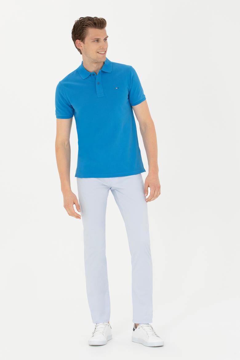 Erkek Slim Fit Açık Mavi Kanvas Pantolon