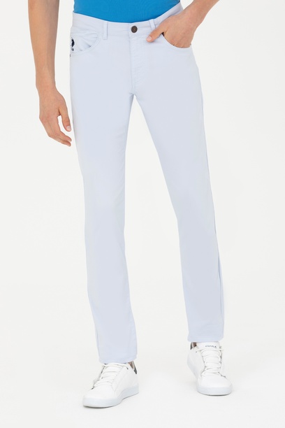 Erkek Slim Fit Açık Mavi Kanvas Pantolon