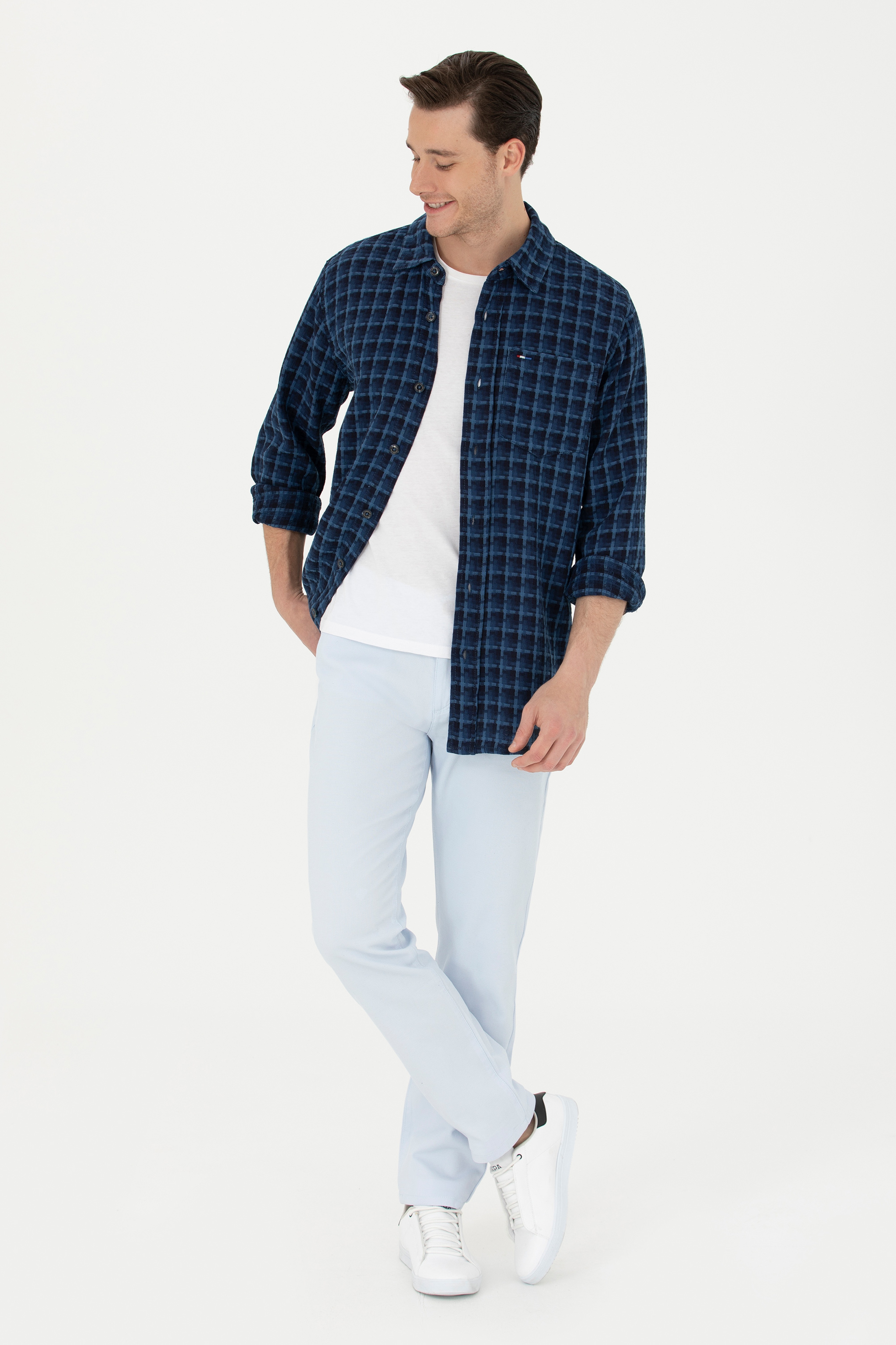 Erkek Regular Fit Açık Mavi Kanvas / Chino Pantolon - Image 1
