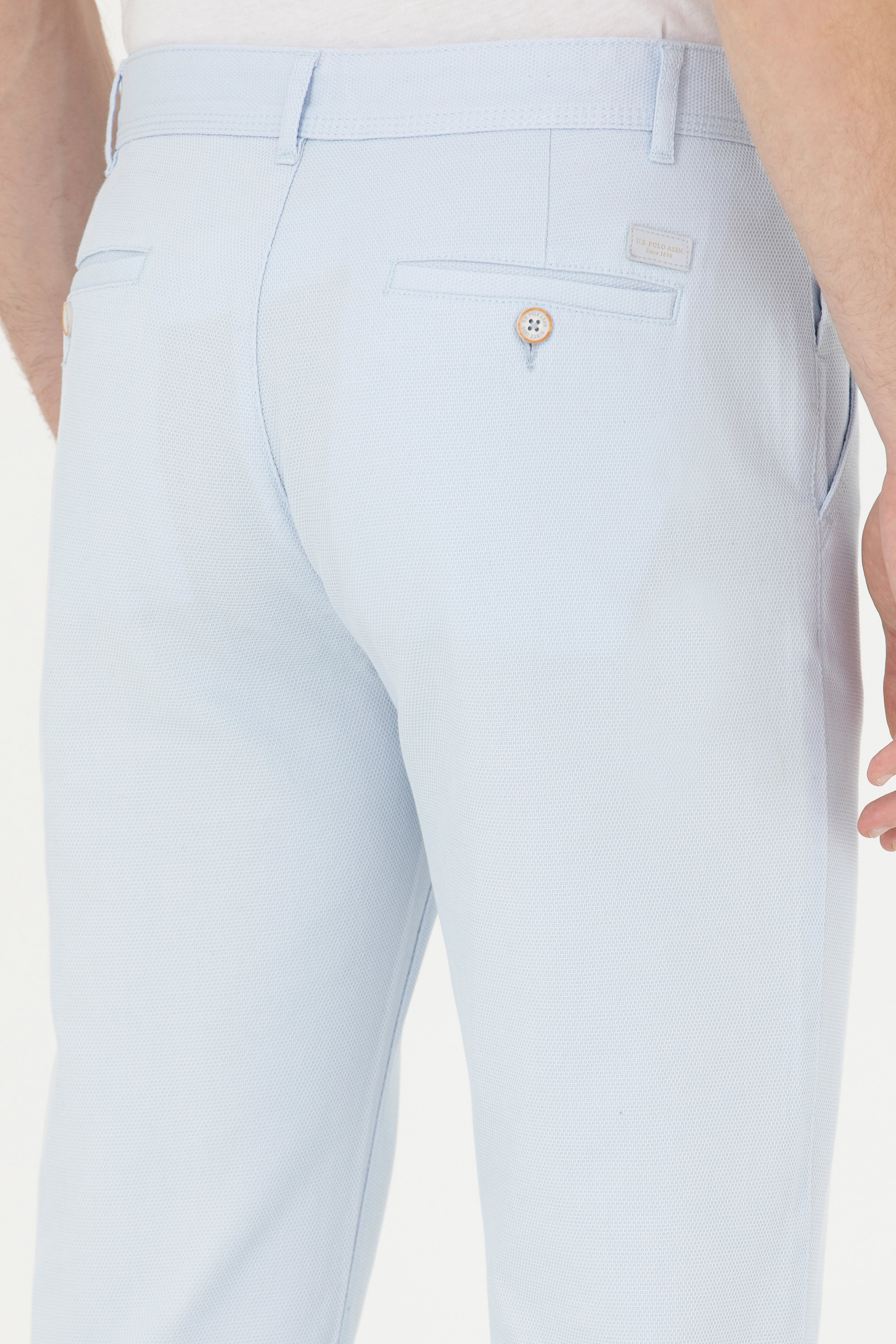 Erkek Regular Fit Açık Mavi Kanvas / Chino Pantolon