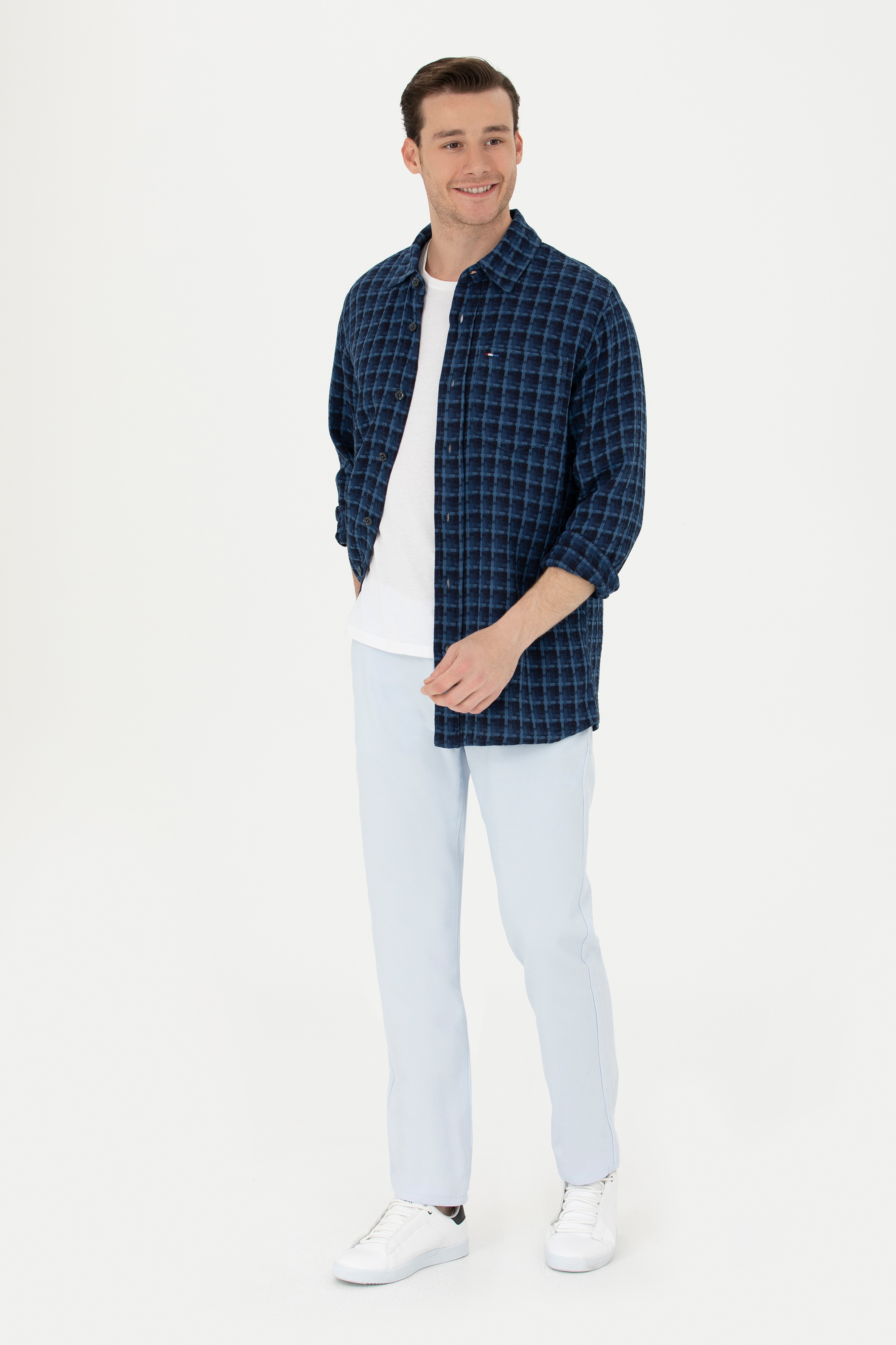 Erkek Regular Fit Açık Mavi Kanvas / Chino Pantolon - Image 3