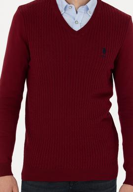 Erkek Bordo Basic Kazak - 50268937021