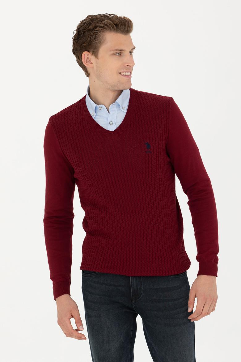 Erkek Bordo Basic Kazak - 50268937021