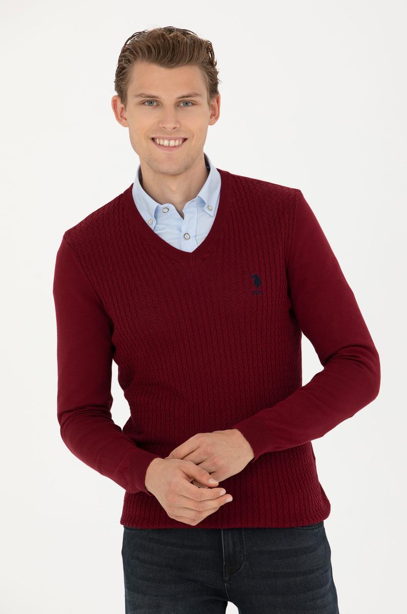 Erkek Bordo Basic Kazak