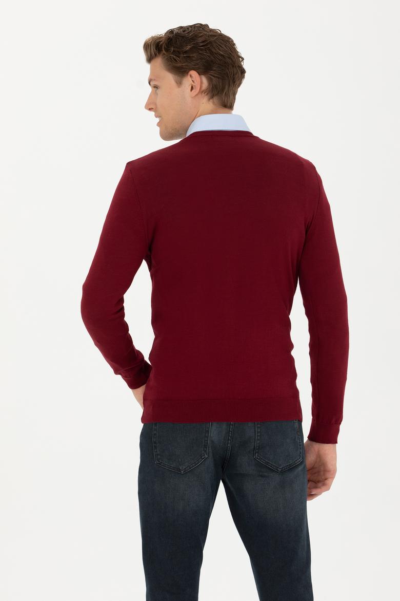 Erkek Bordo Basic Kazak - 50268937021