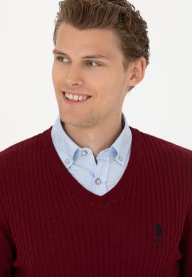 Erkek Bordo Basic Kazak - 50268937021