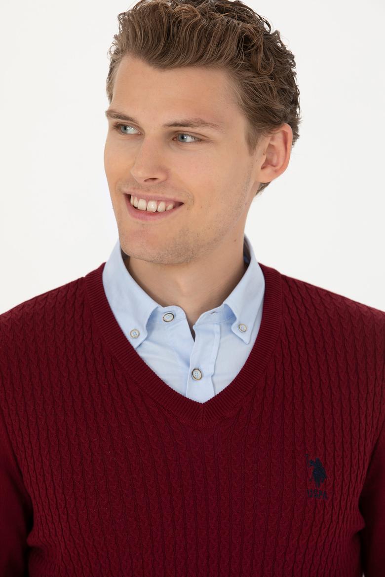 Erkek Bordo Basic Kazak - 50268937021