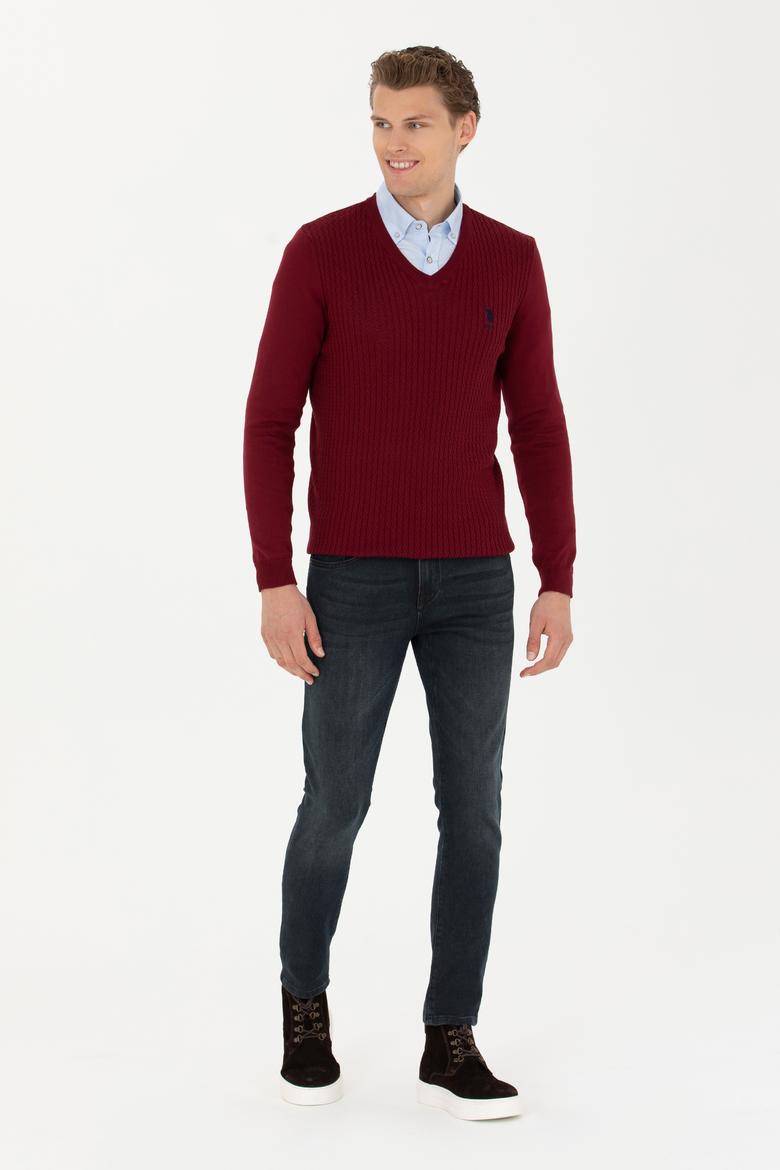 Erkek Bordo Basic Kazak - 50268937021