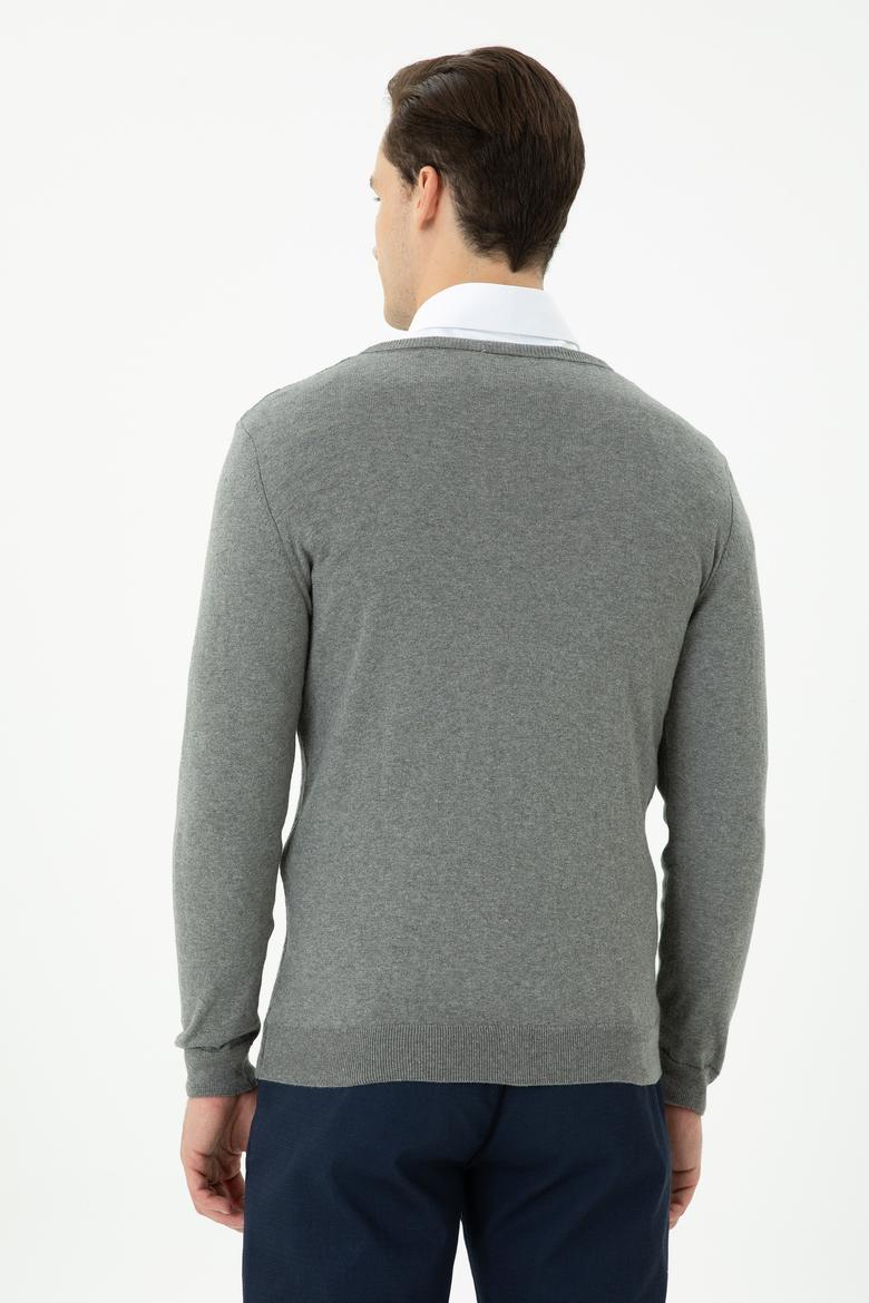 Erkek Gri Melanj Basic Kazak - 50268937051