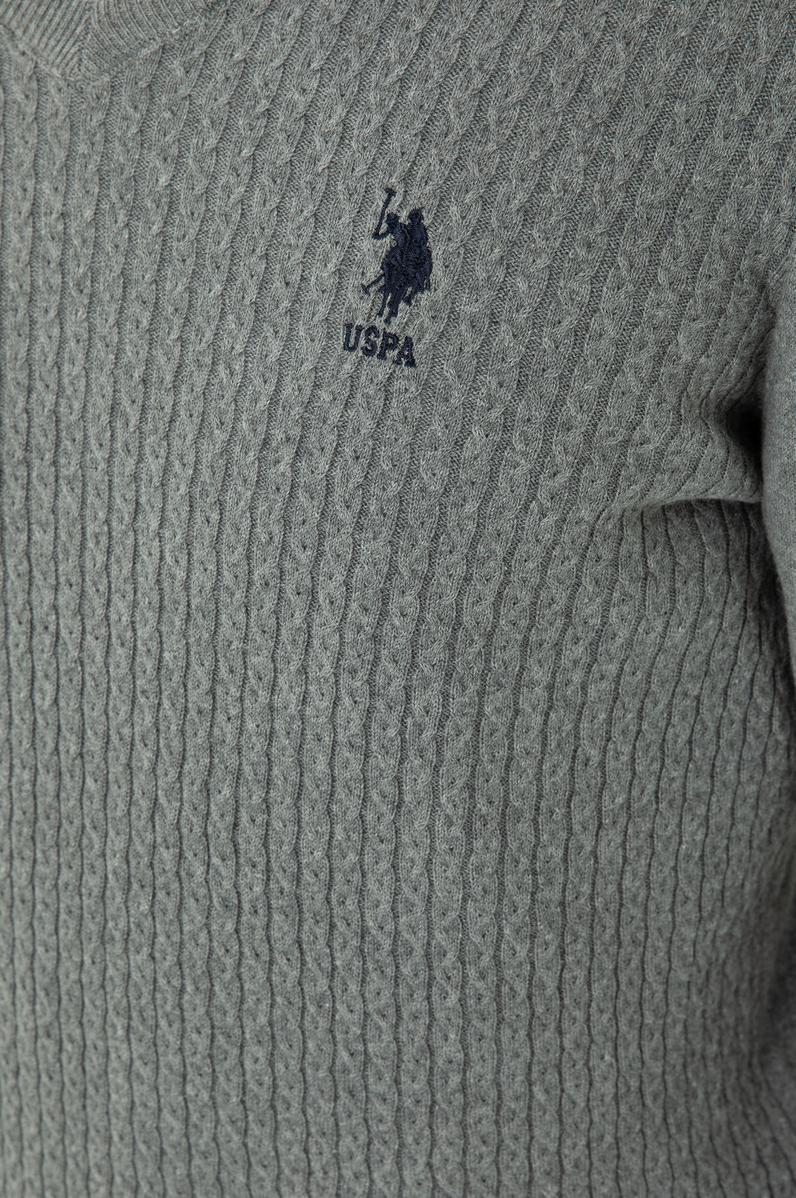 Erkek Gri Melanj V Yaka Kazak