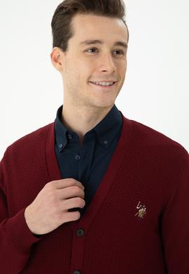 Erkek Bordo Basic Triko Hırka - 50268939015