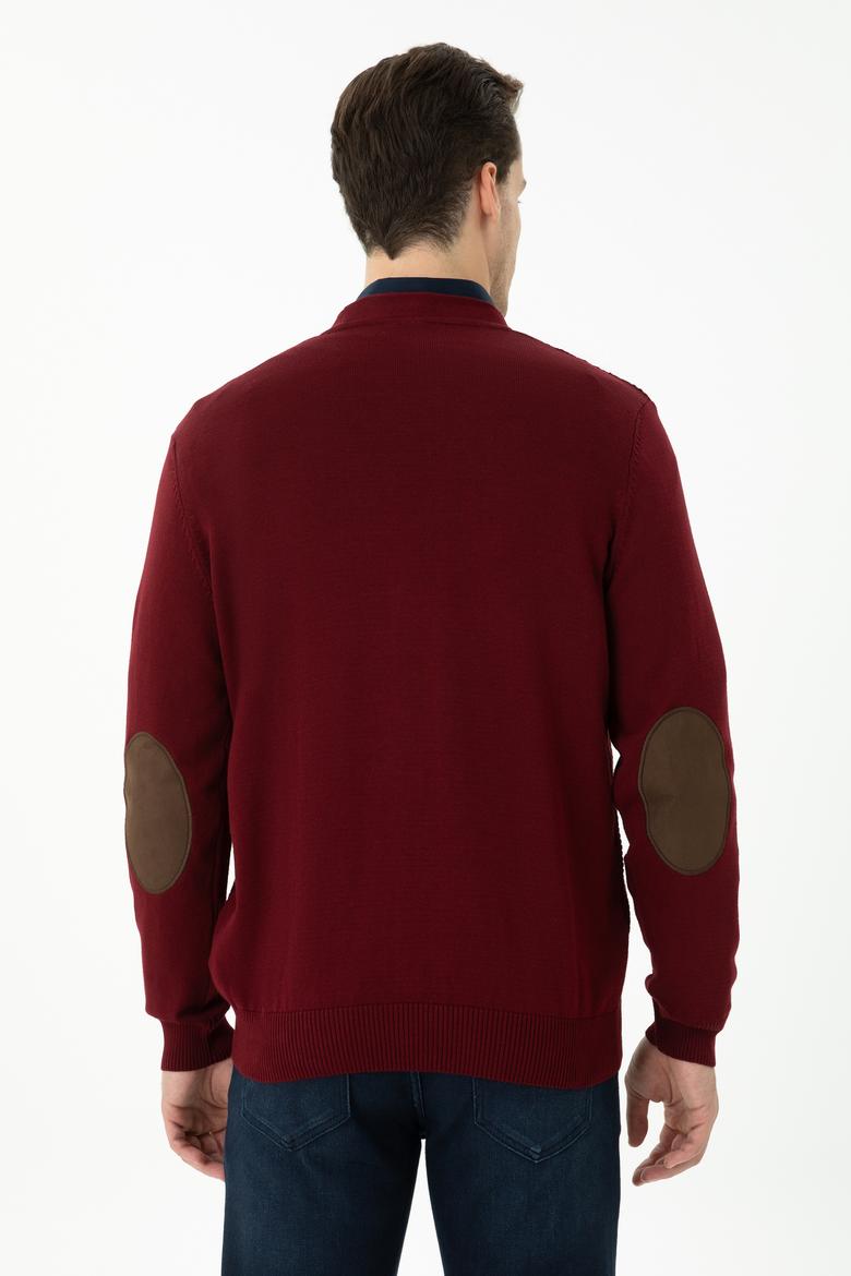 Erkek Bordo Basic Triko Hırka - 50268939015