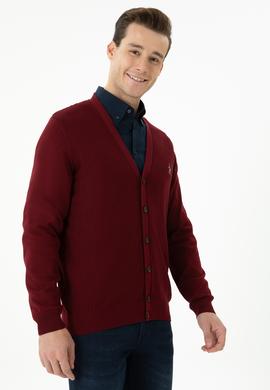 Erkek Bordo Basic Triko Hırka - 50268939015