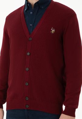 Erkek Bordo Basic Triko Hırka - 50268939015