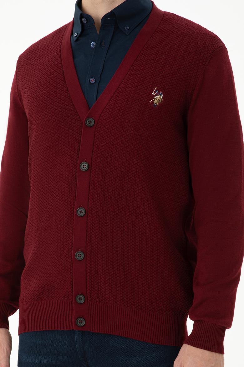 Erkek Bordo Basic Triko Hırka - 50268939015