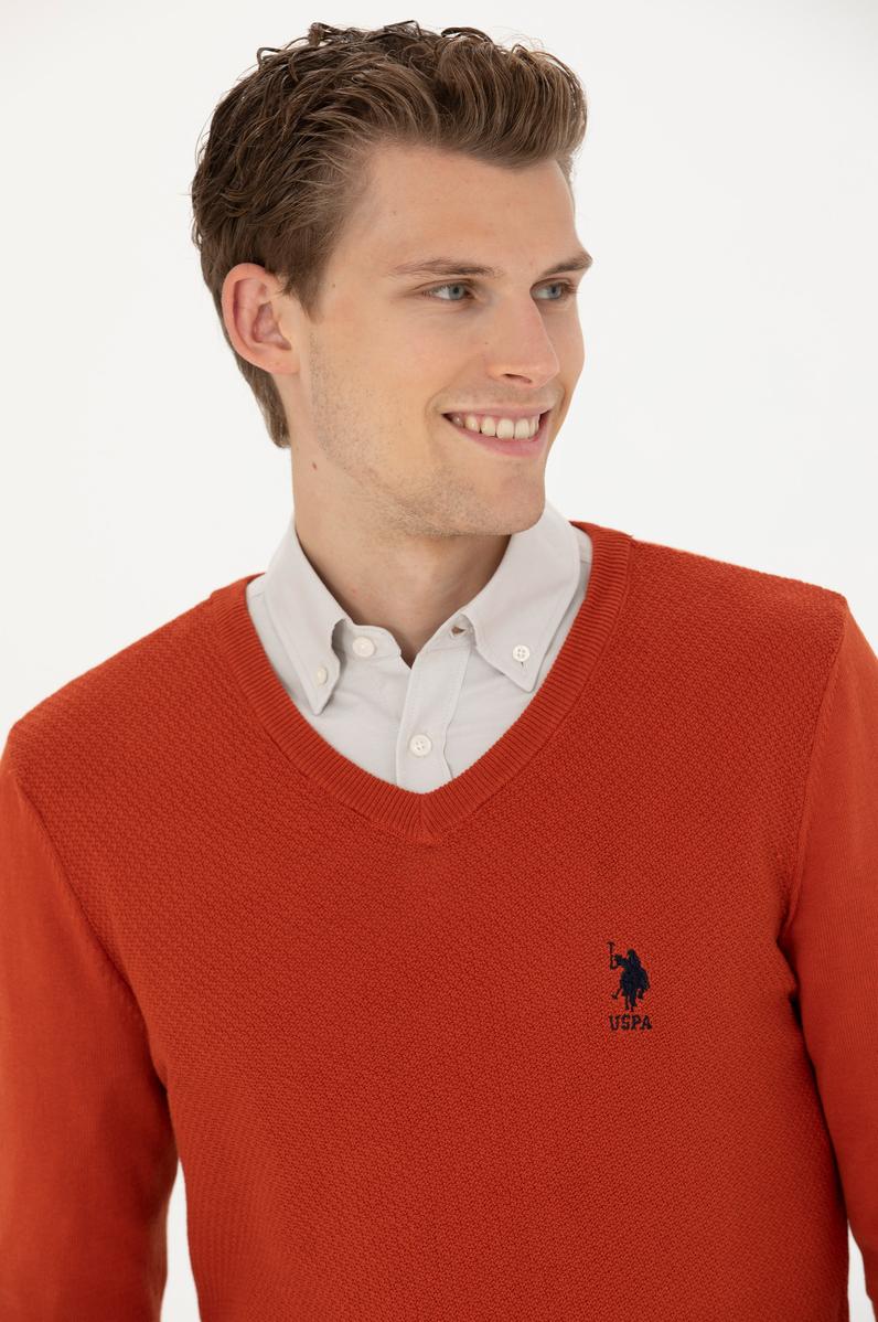 Erkek Kiremit V Yaka Kazak