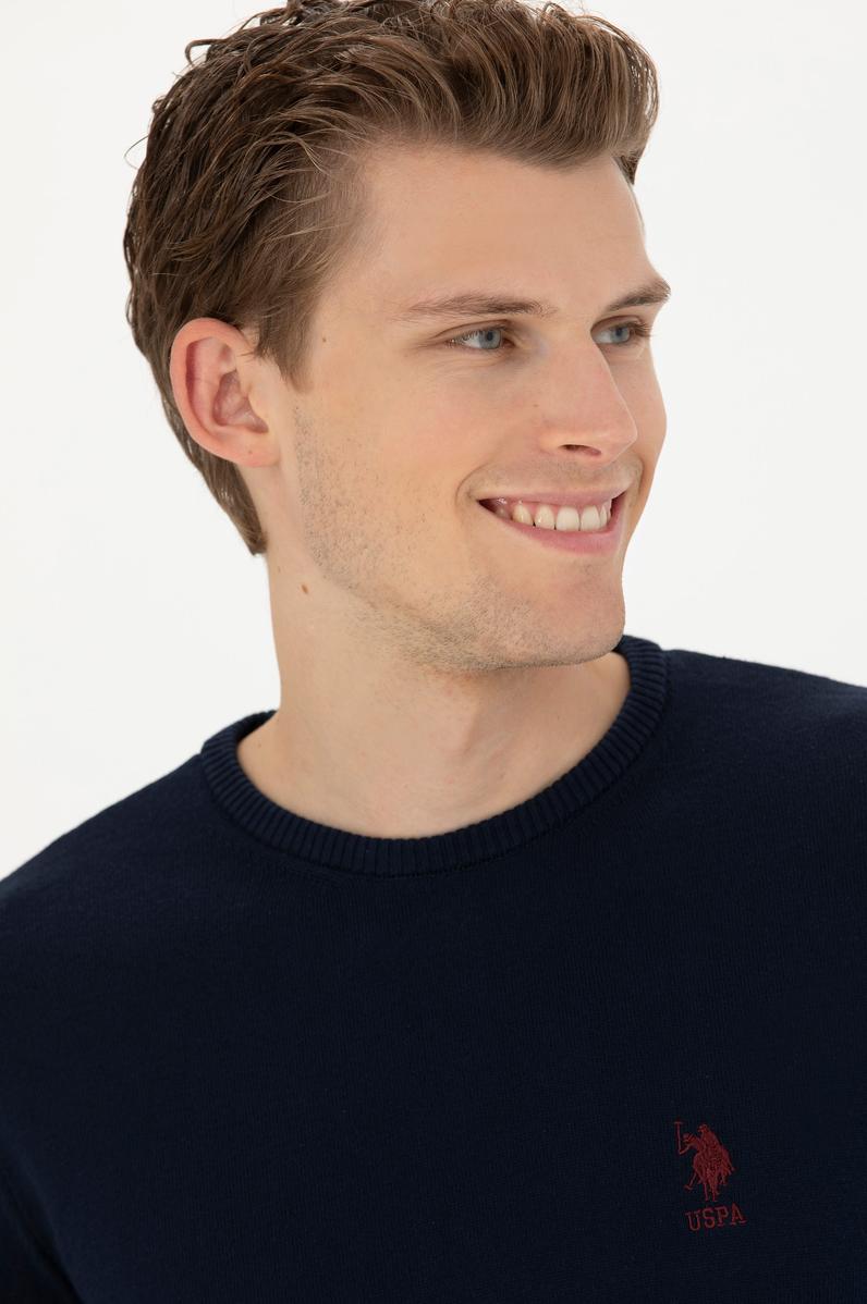 Erkek Lacivert Bisiklet Yaka Kazak