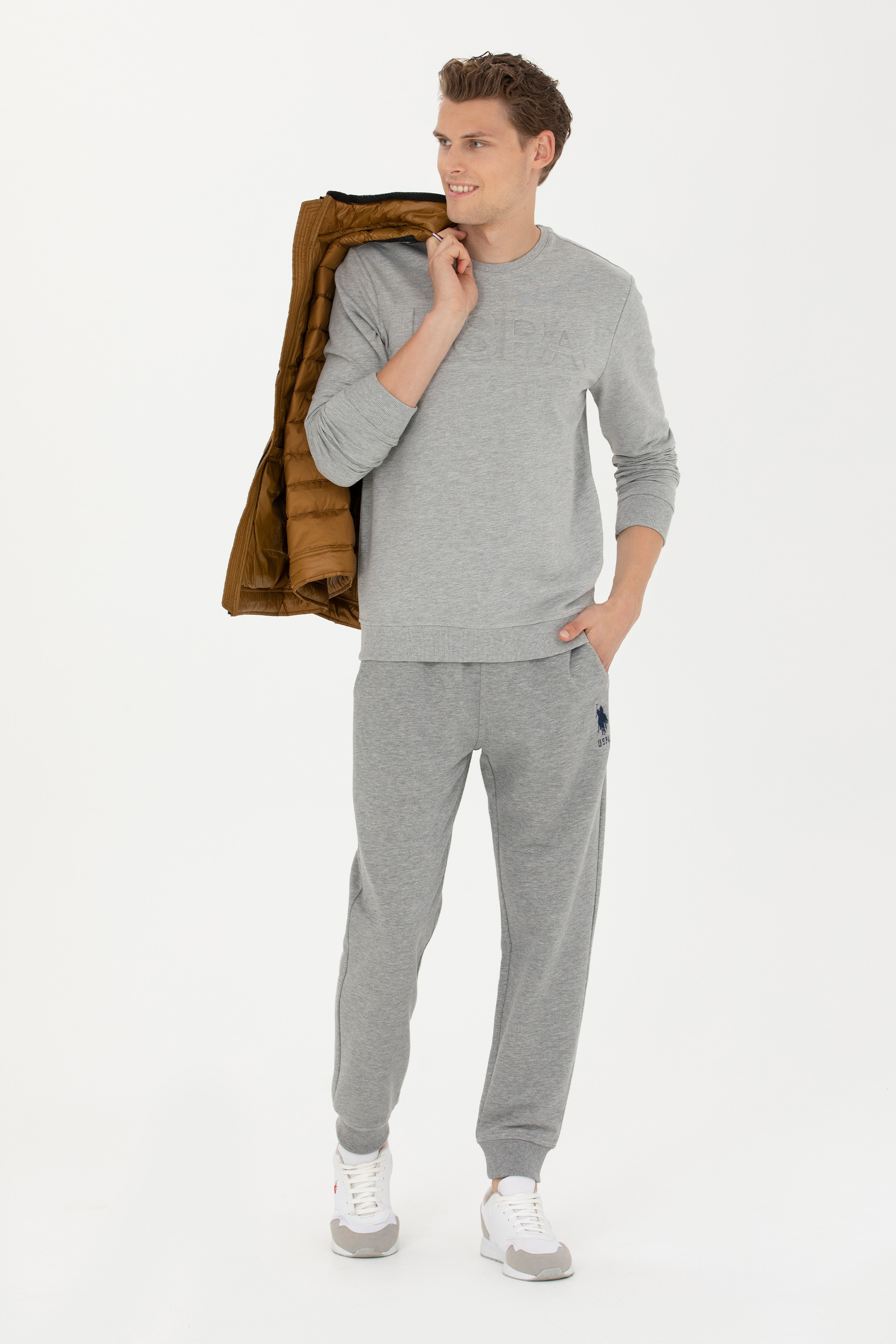 Erkek Gri Melanj Basic Sweatshirt