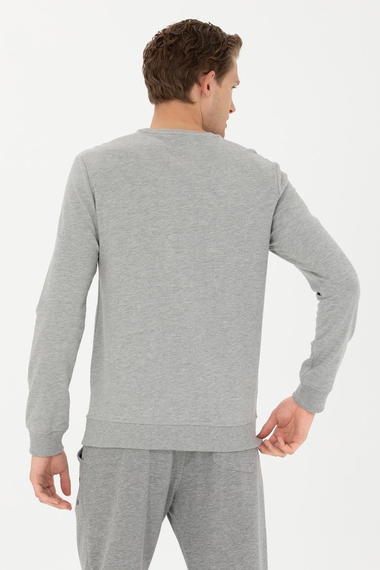 Erkek Gri Melanj Basic Sweatshirt - 50269402047