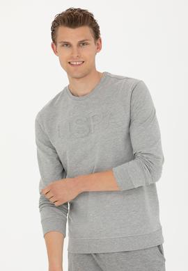 Erkek Gri Melanj Basic Sweatshirt - 50269402047