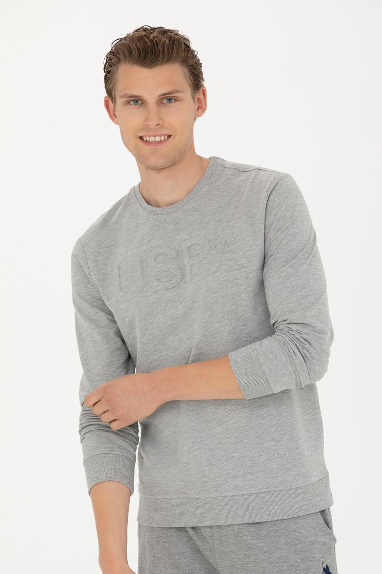 Erkek Gri Melanj Basic Sweatshirt