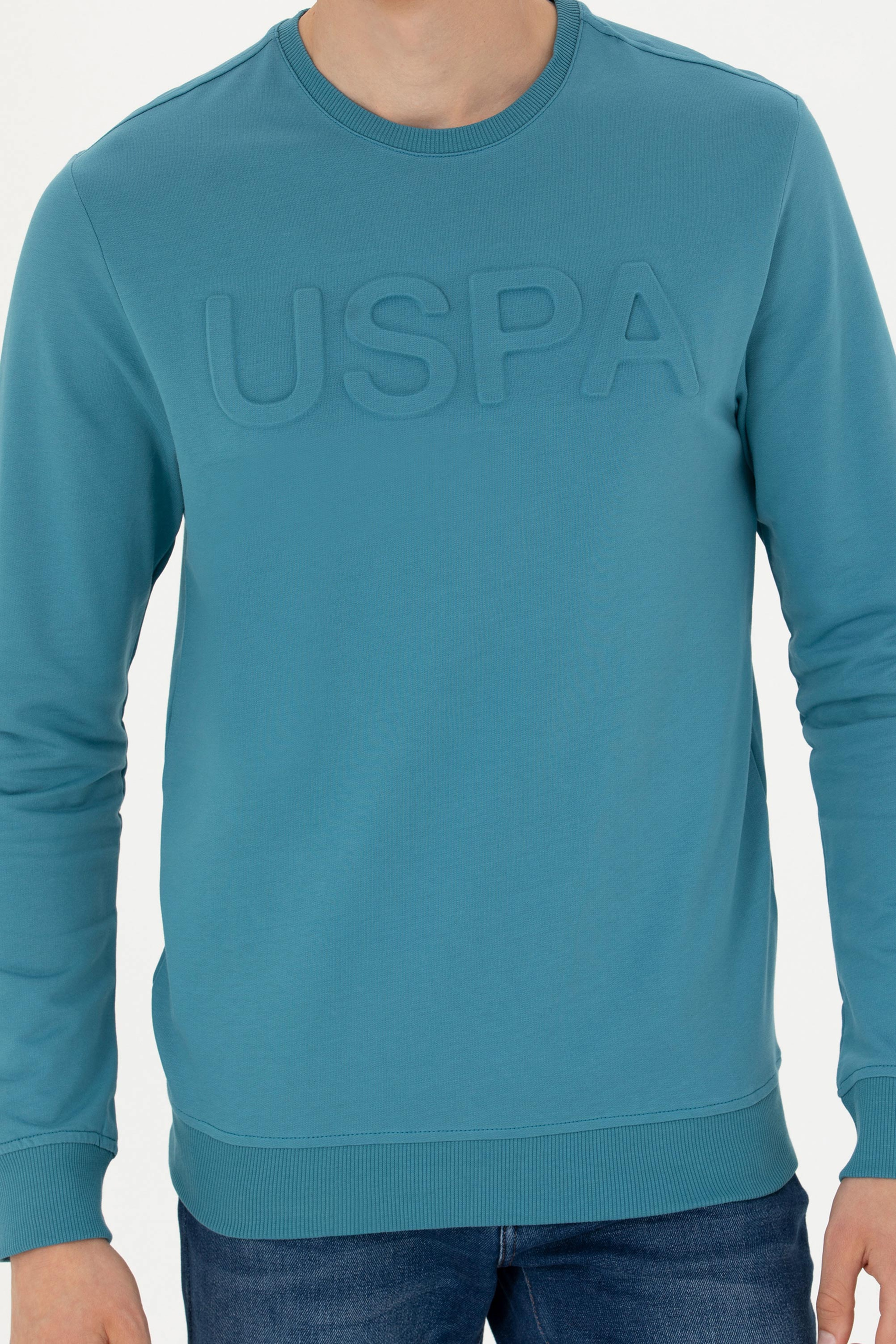 Erkek Petrol Basic Sweatshirt - Image 6