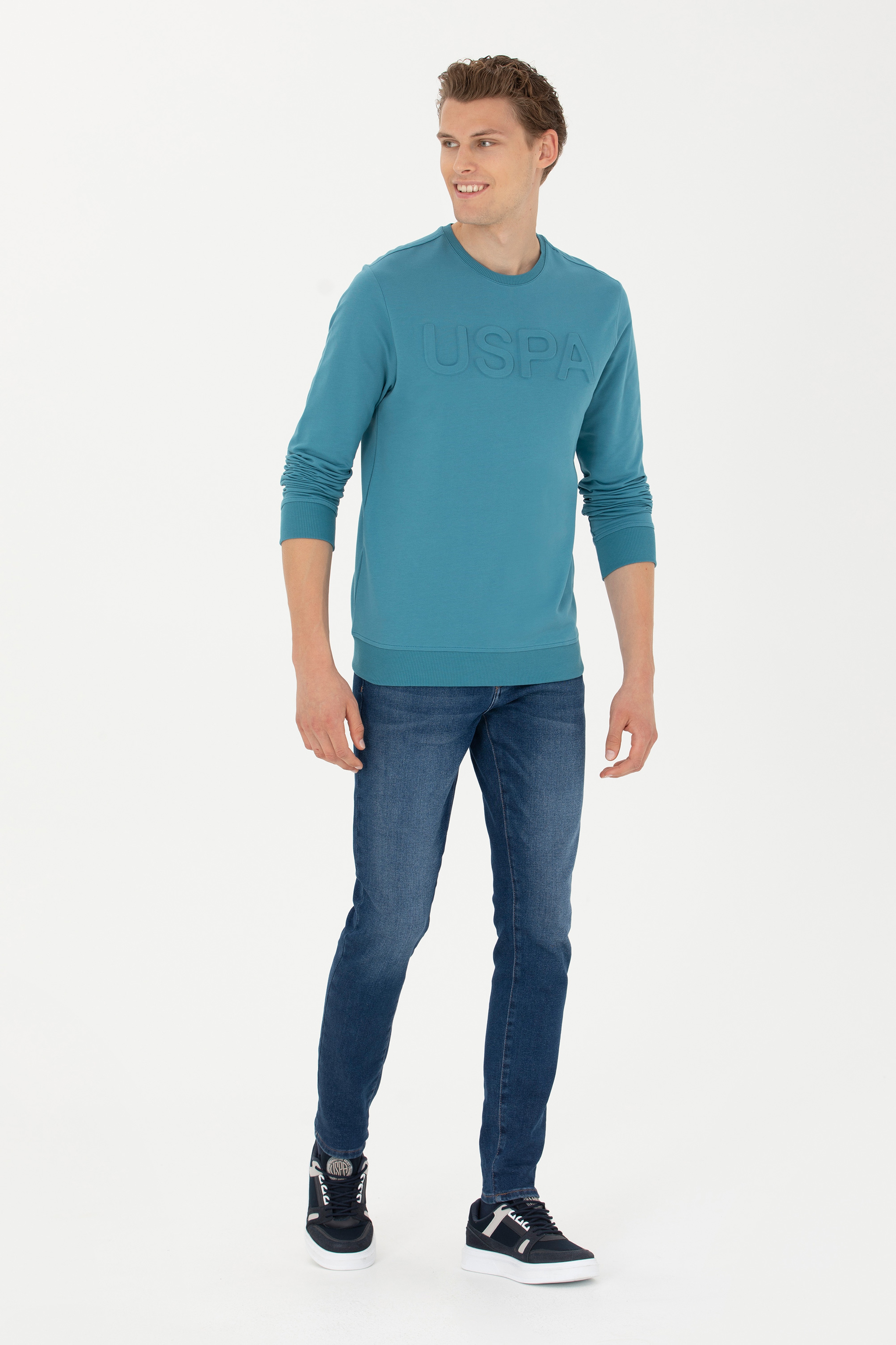 Erkek Petrol Basic Sweatshirt