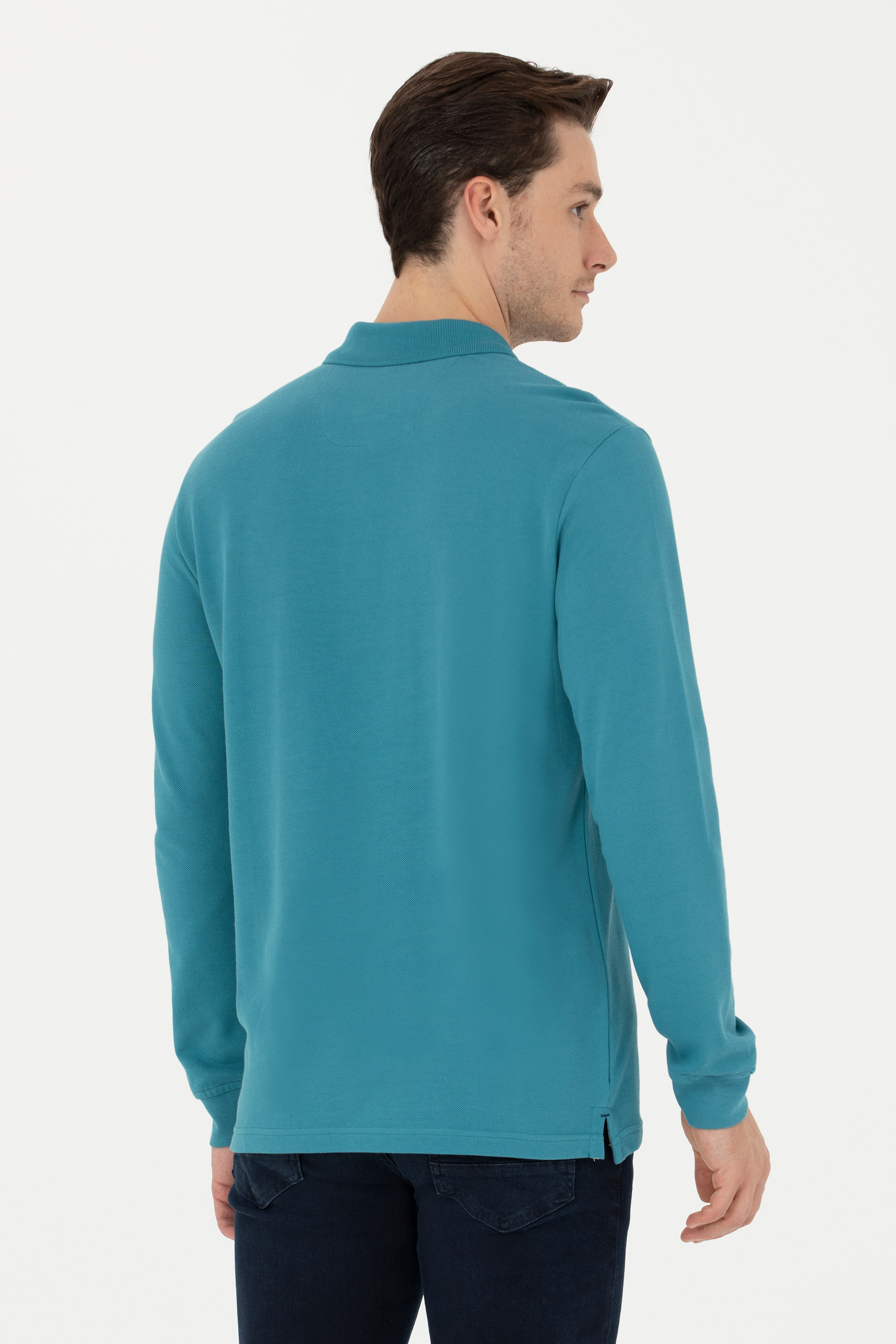 Erkek Petrol Basic Sweatshirt - Image 5