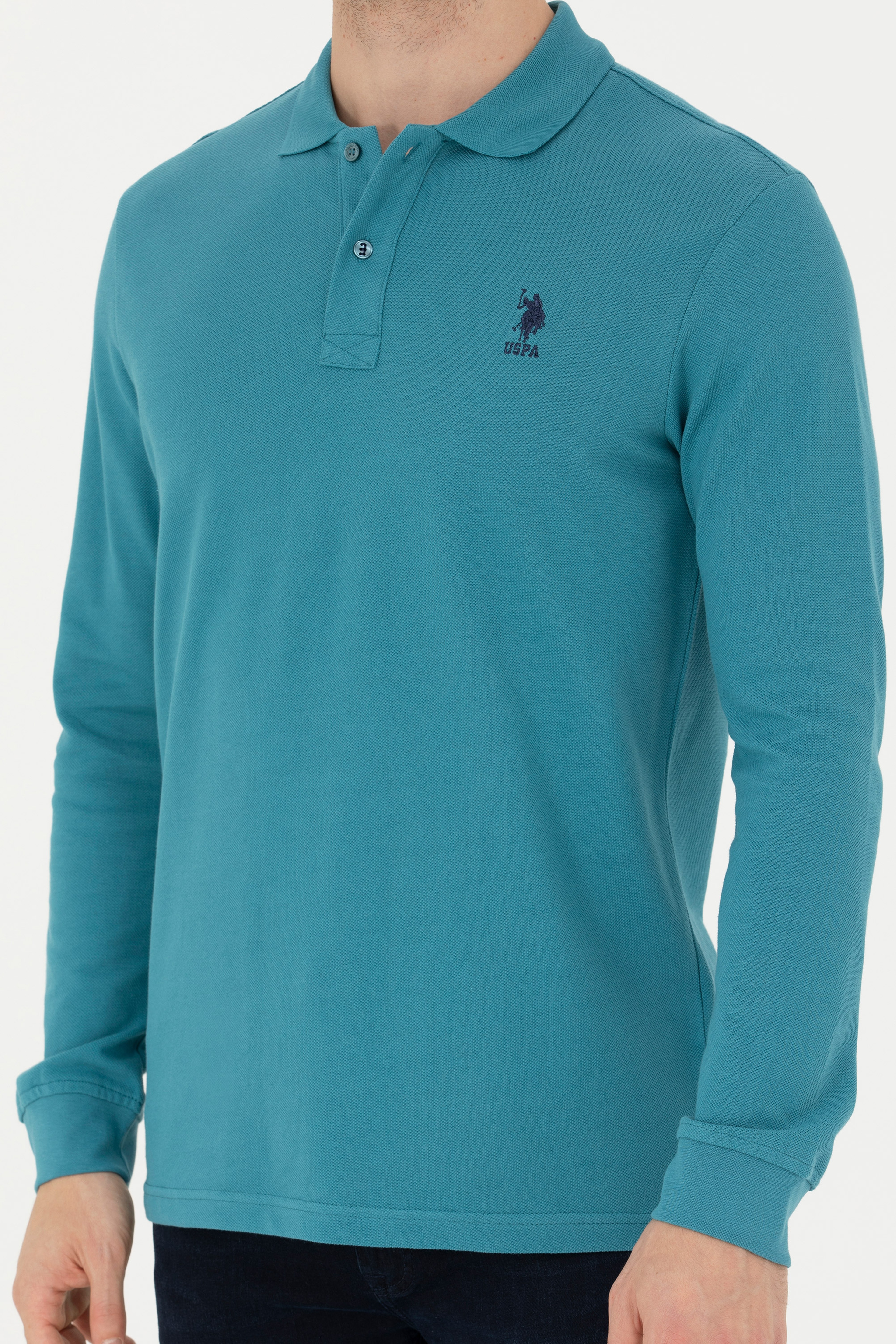 Erkek Petrol Basic Sweatshirt - Image 6
