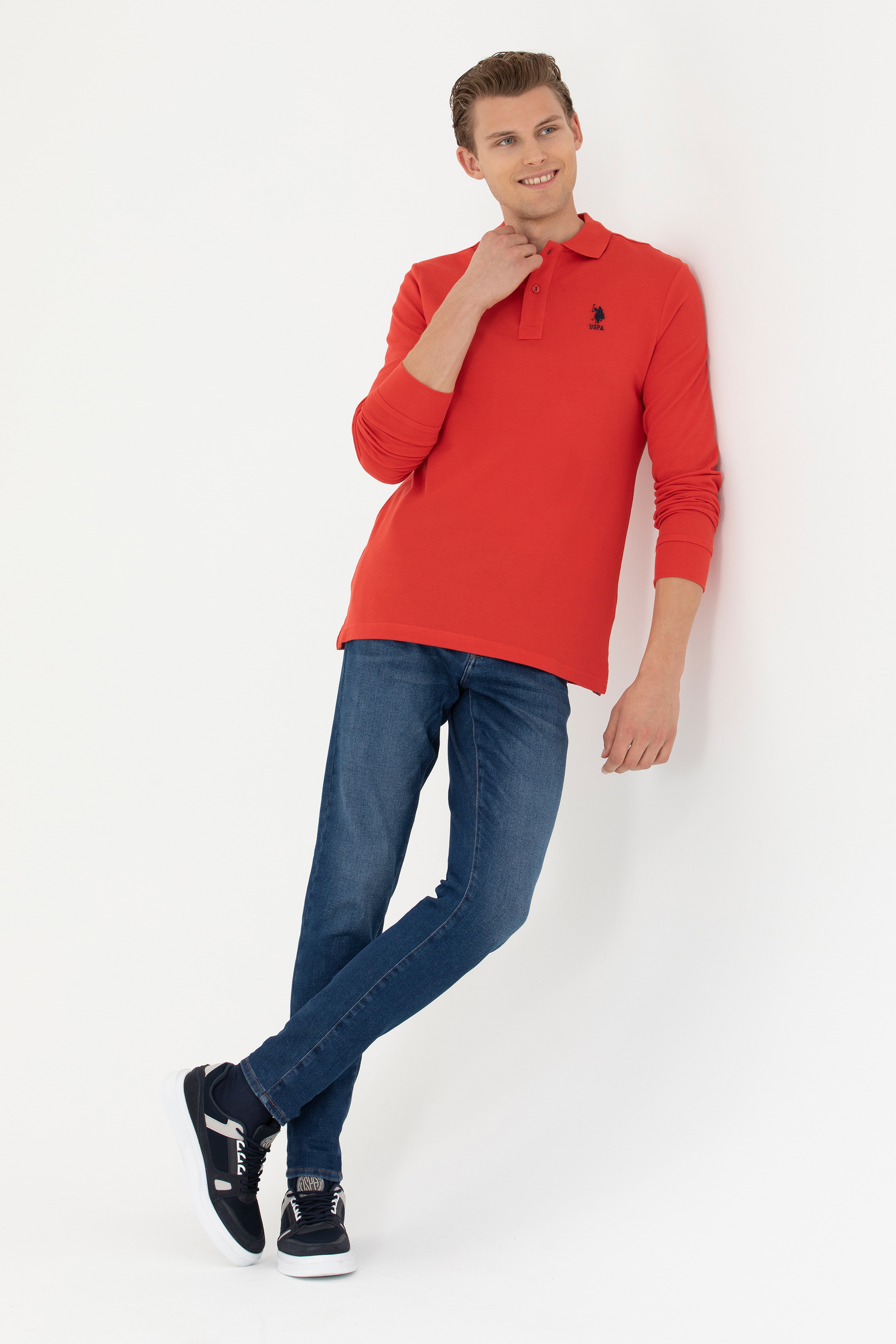 Erkek Kırmızı Basic Sweatshirt - Image 3