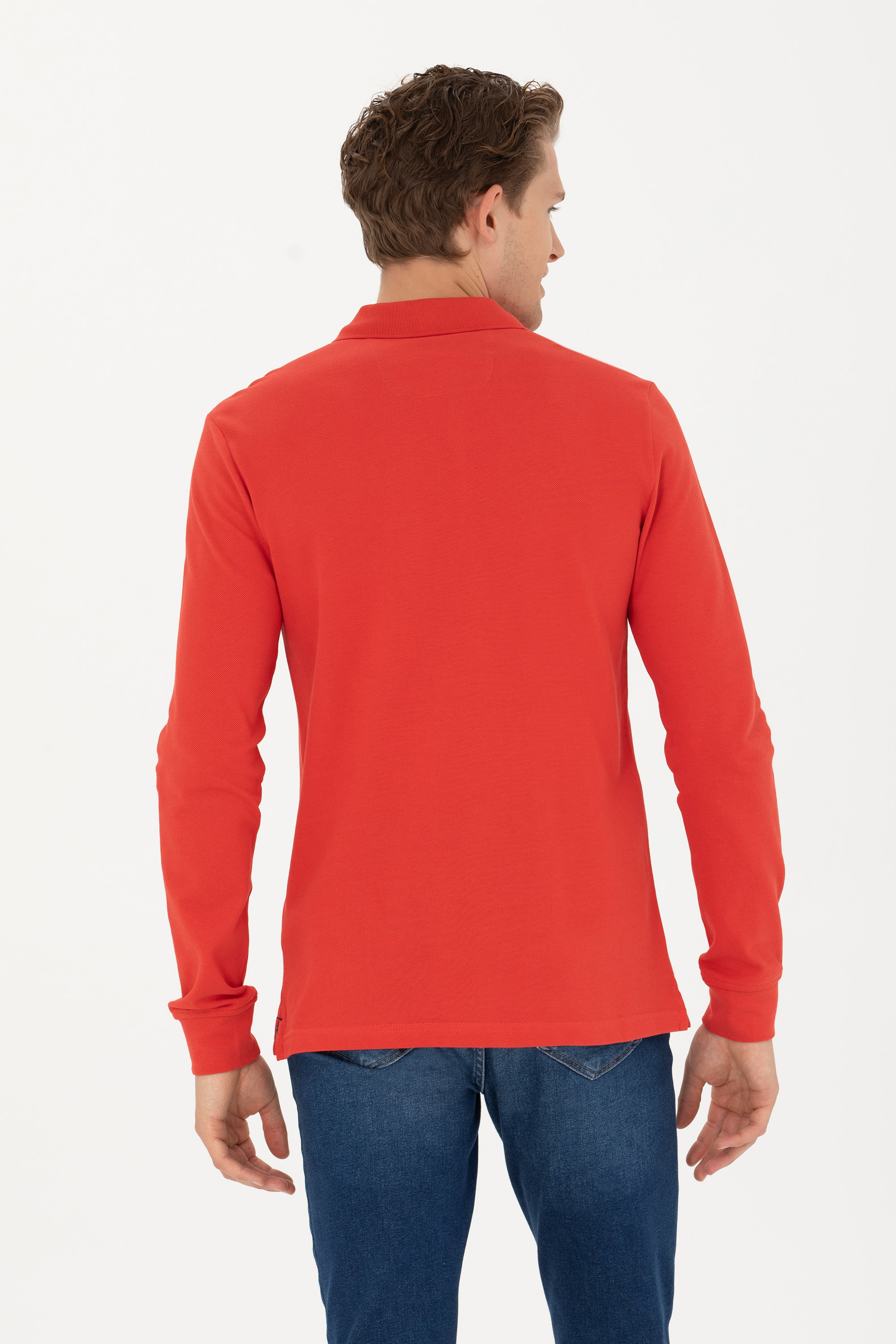 Erkek Kırmızı Basic Sweatshirt - Image 5