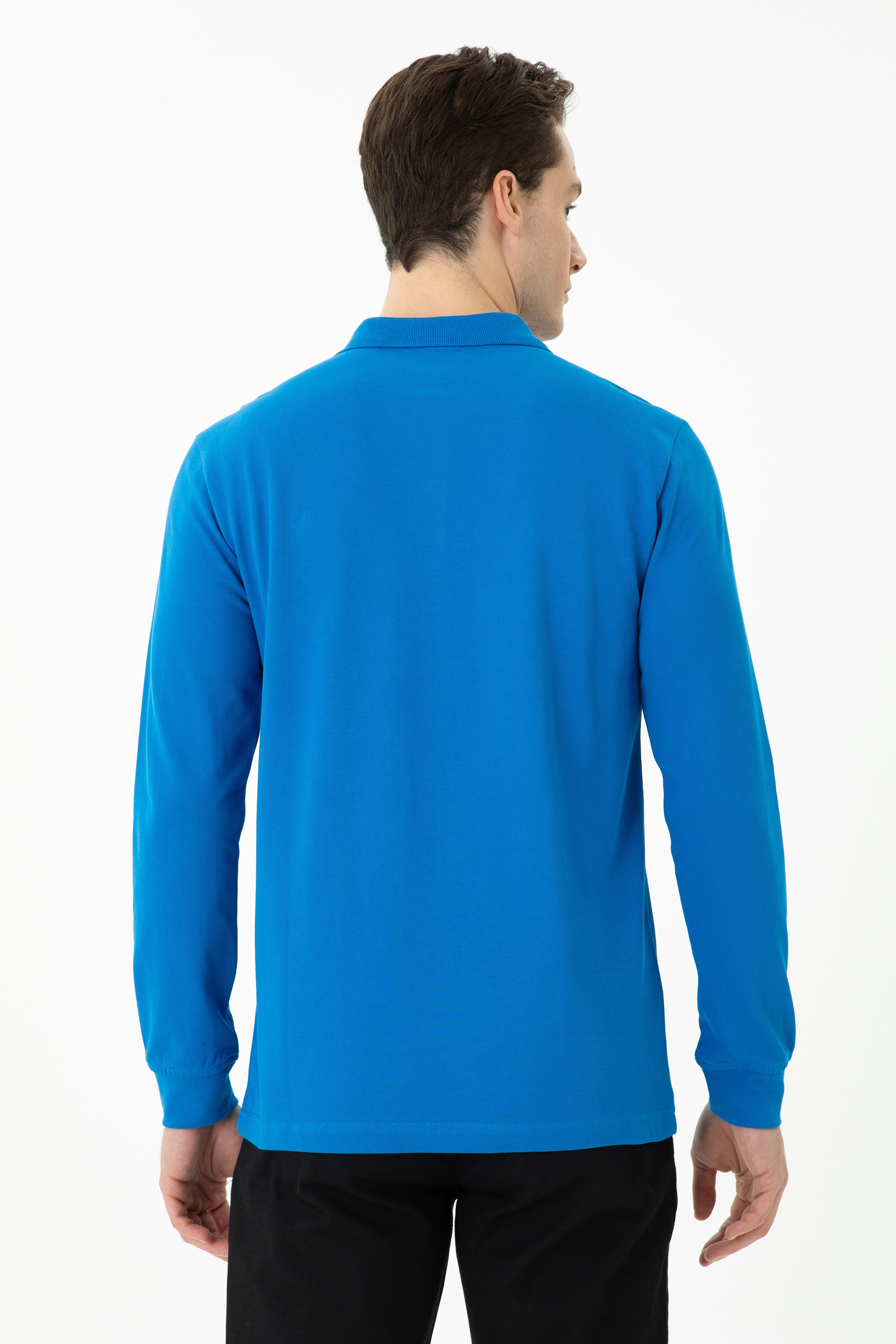 Erkek Kobalt Mavi Basic Sweatshirt