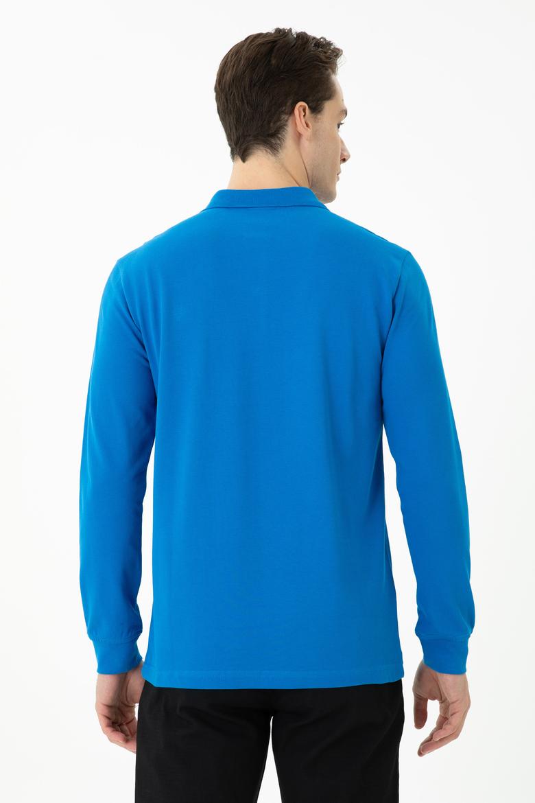 Erkek Kobalt Mavi Basic Sweatshirt - 50269405127