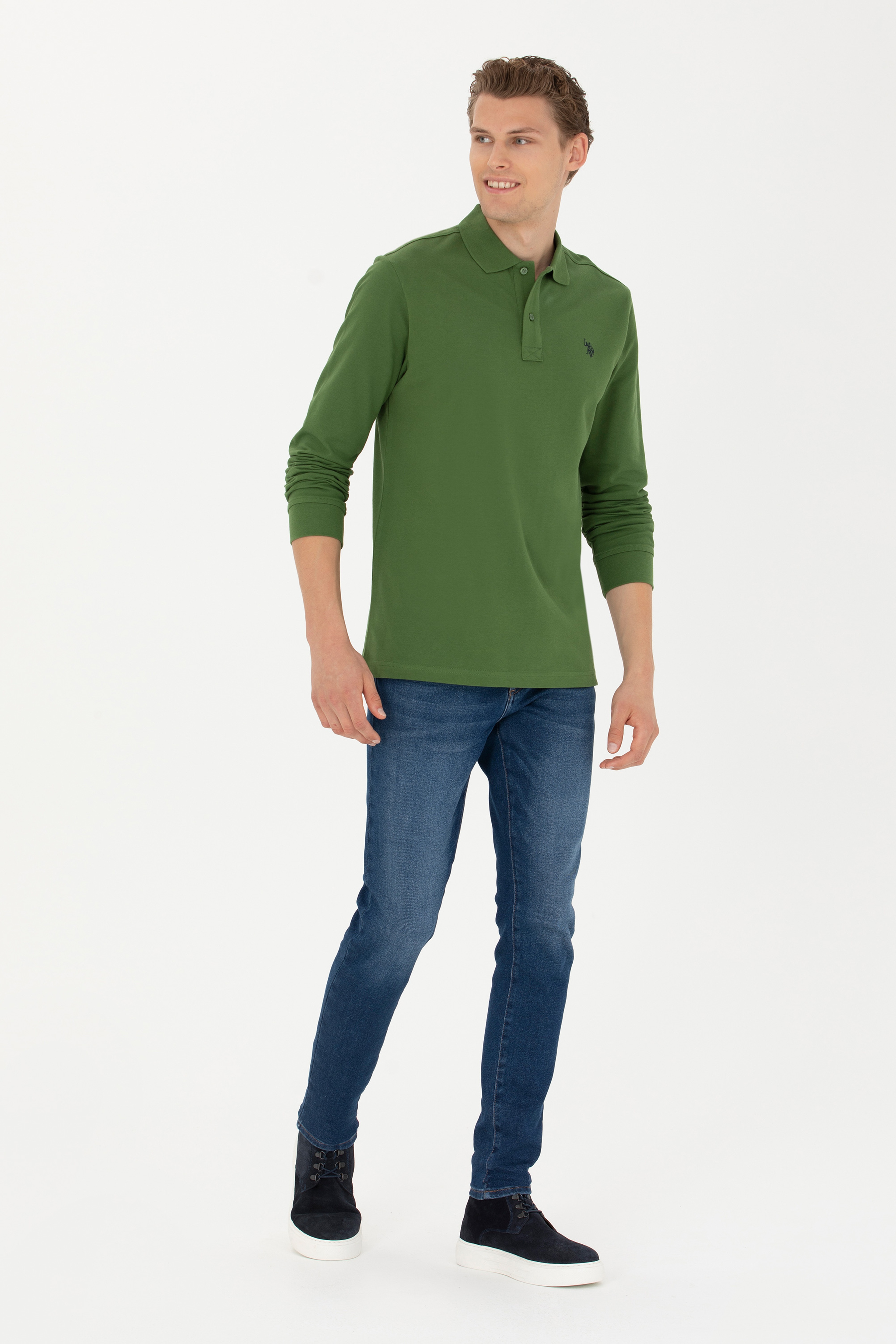 Erkek Yeşil Basic Sweatshirt - Image 4