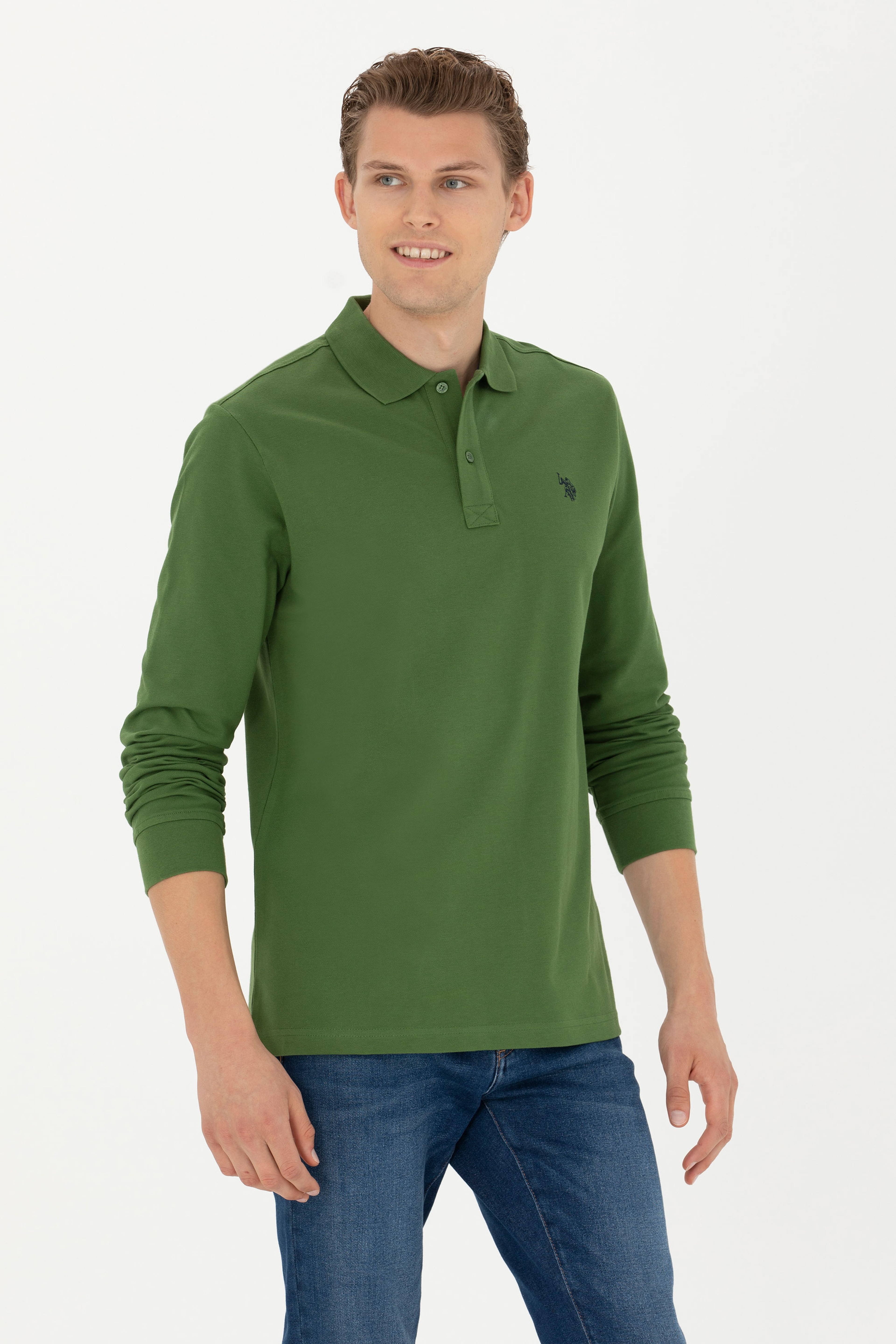 Erkek Yeşil Basic Sweatshirt - Image 3