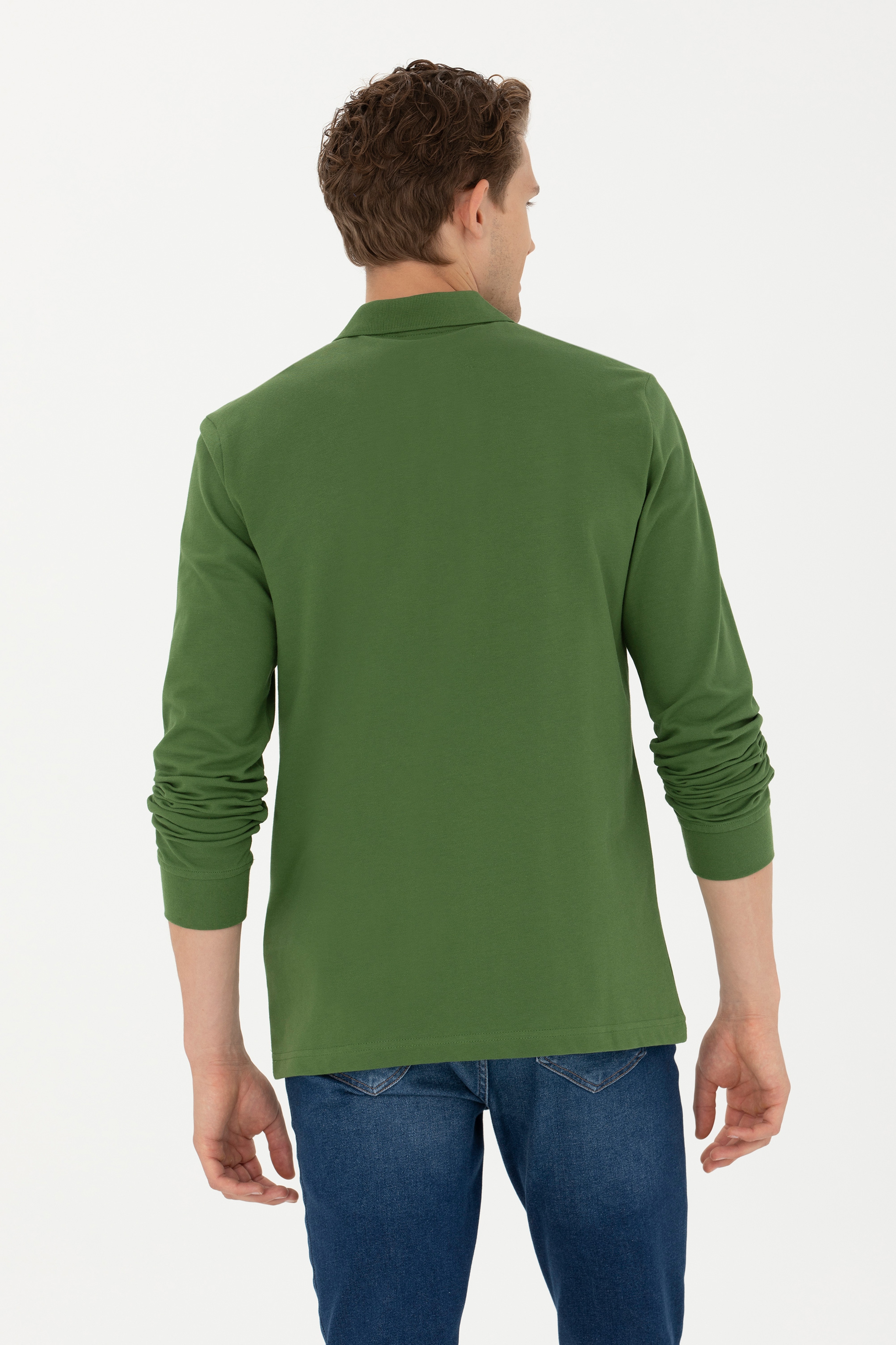 Erkek Yeşil Basic Sweatshirt - Image 5