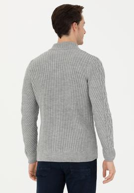 Erkek Gri Melanj Triko Hırka - 50270978024