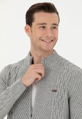 Erkek Gri Melanj Triko Hırka - 50270978024