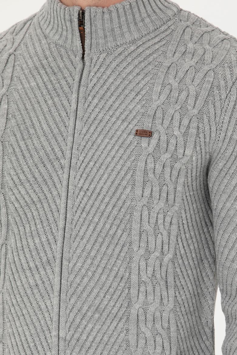 Erkek Gri Melanj Triko Hırka - 50270978024