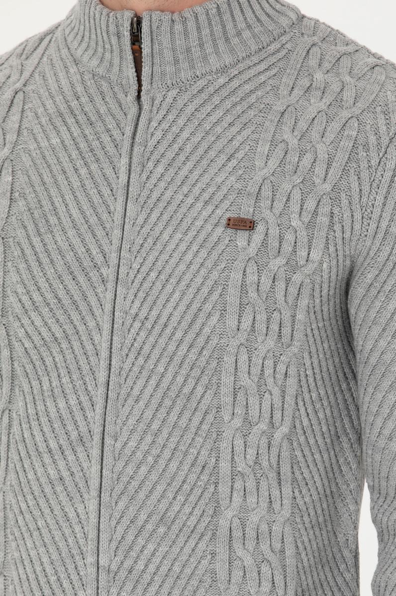 Erkek Gri Melanj Triko Hırka