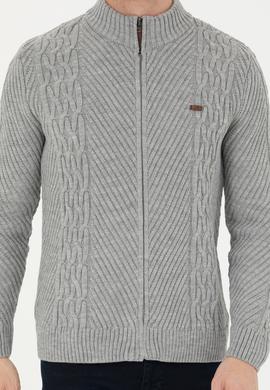 Erkek Gri Melanj Triko Hırka - 50270978024